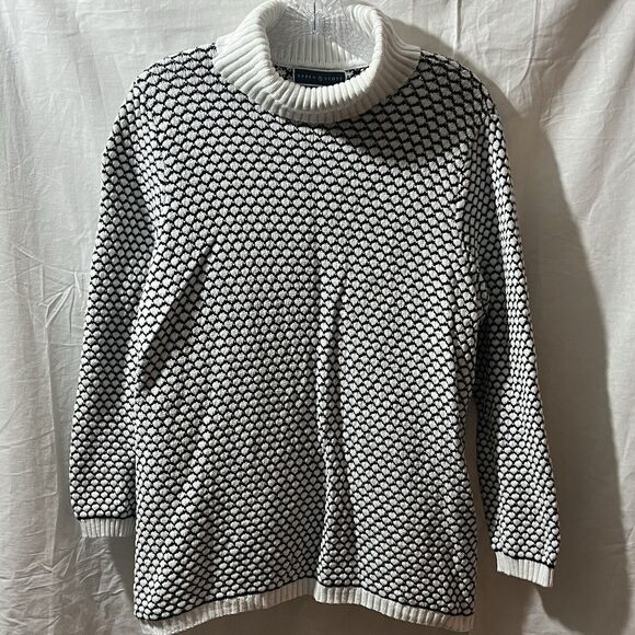 Karen Scott Cotton Texture 2-Tone Turtleneck Long Sleeve Sweater Large - Picture 1 of 8